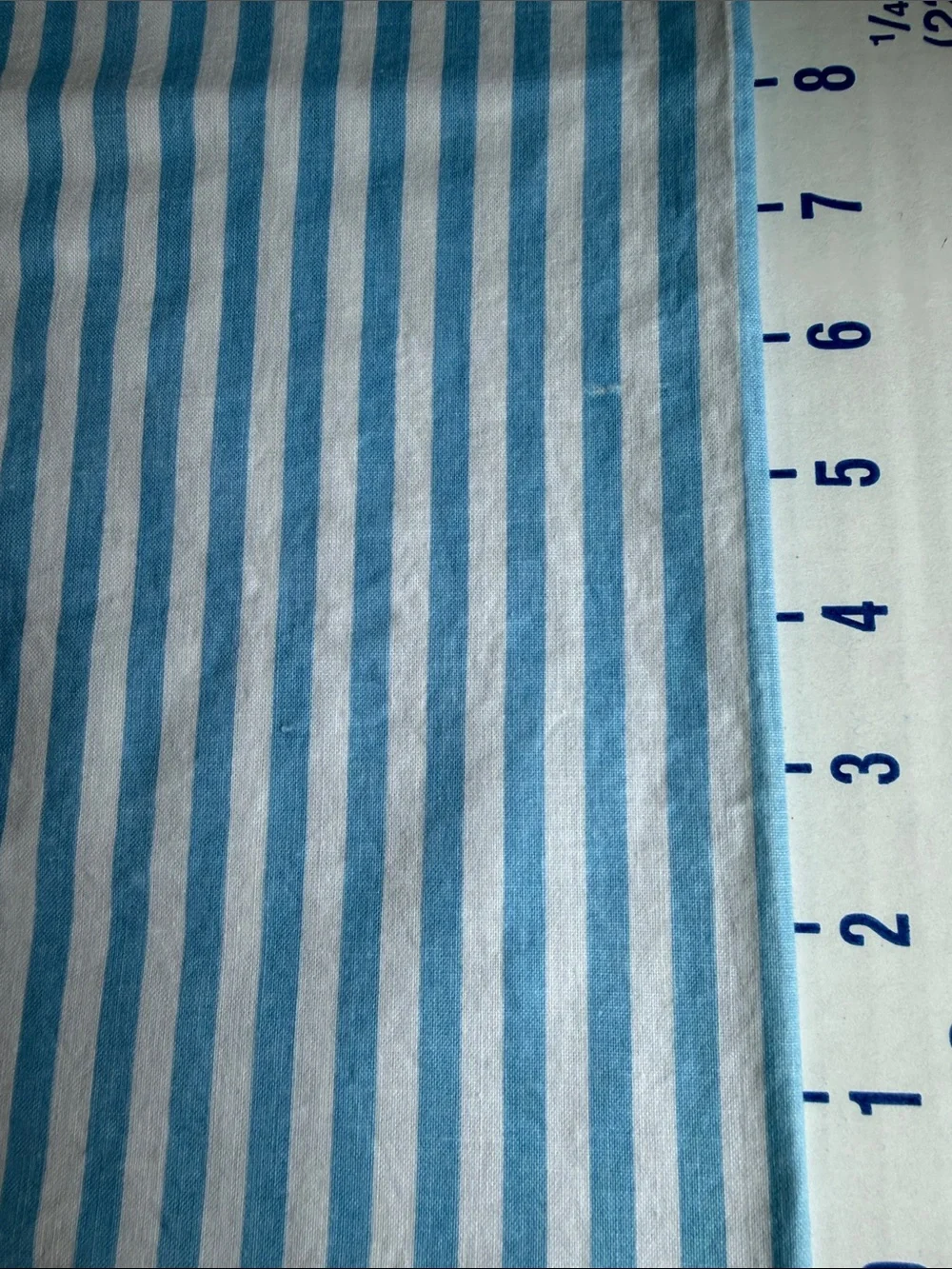 Vintage Blue & White Ticking Stripe Fabric 1 Yard x 56 Wide Cotton Blend Cottage